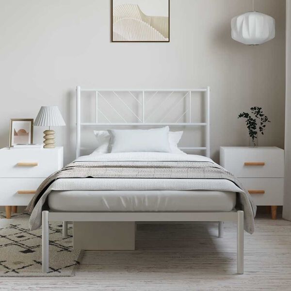 vidaXL Estructura cama sin colchón con cabecero metal blanco 100x190cm