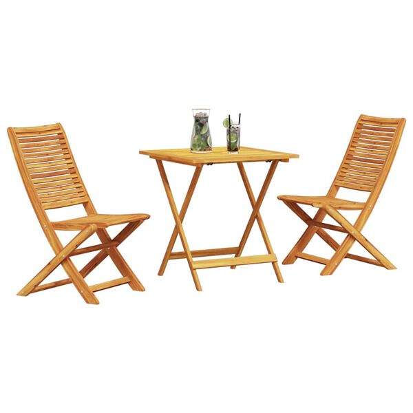 vidaXL Conjunto de Bistro Plegable 3 pcs Marr&oacute;n