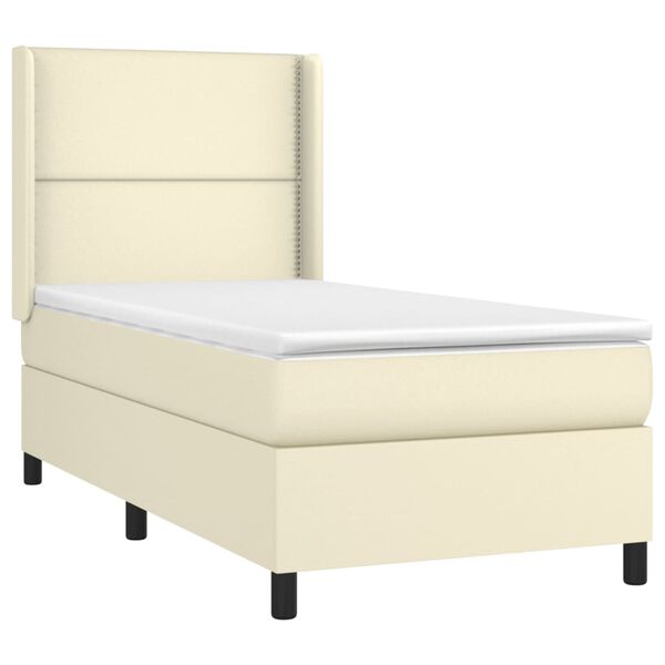 vidaXL Cama box spring y colch&oacute;n LED cuero sint&eacute;tico crema 80x200 cm