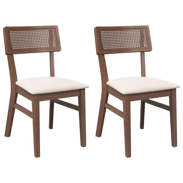 vidaXL Sillas de comedor con cojines 2 uds madera maciza marr&oacute;n caucho