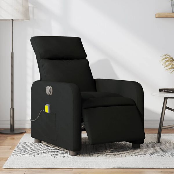 vidaXL Sill&oacute;n reclinable de masaje el&eacute;ctrico tela negro