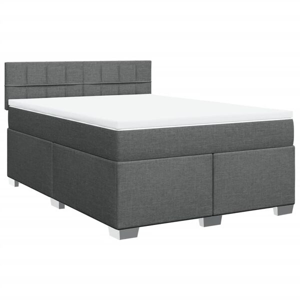 vidaXL Cama box spring con colchón tela gris oscuro 140x200 cm