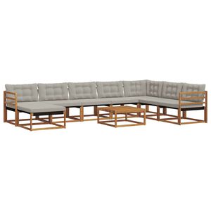 vidaXL Conjunto de sof&aacute;s de exterior 9 pcs Gris Natural y Claro