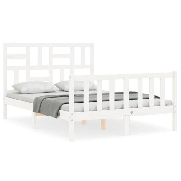 vidaXL Estructura de cama sin colch&oacute;n madera de pino blanca 140x190 cm