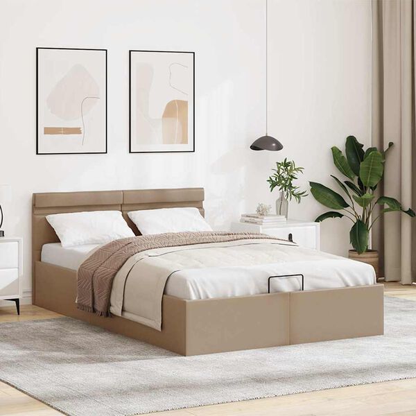 vidaXL Cama canap&eacute; hidr&aacute;ulica sin colch&oacute;n capuchino 140x200 cm