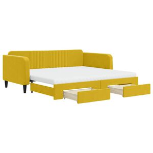 vidaXL Sof&aacute; cama nido con cajones terciopelo amarillo 100x200 cm