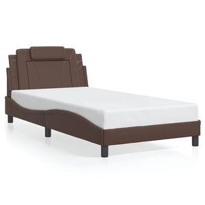 vidaXL Estructura de cama Viana sin colch&oacute;n cuero sint&eacute;tico marr&oacute;n 100x200cm