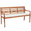 vidaXL Banco Batavia con cojines 150 cm madera teca