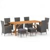 vidaXL Juego de comedor para jard&iacute;n de 9 piezas gris