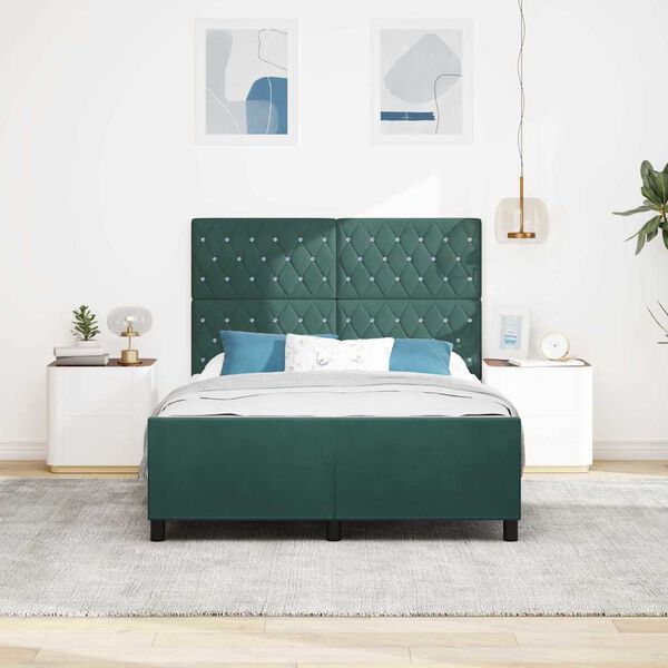 vidaXL Cama tipo Box Spring Verde oscuro 140 x 200 cm Terciopelo