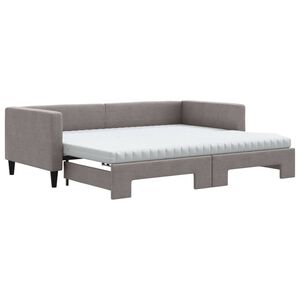 vidaXL Sof&aacute; cama nido con colch&oacute;n tela gris taupe 90x200 cm