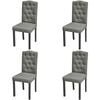 vidaXL Sillas de comedor giratorias 4 unidades tela gris