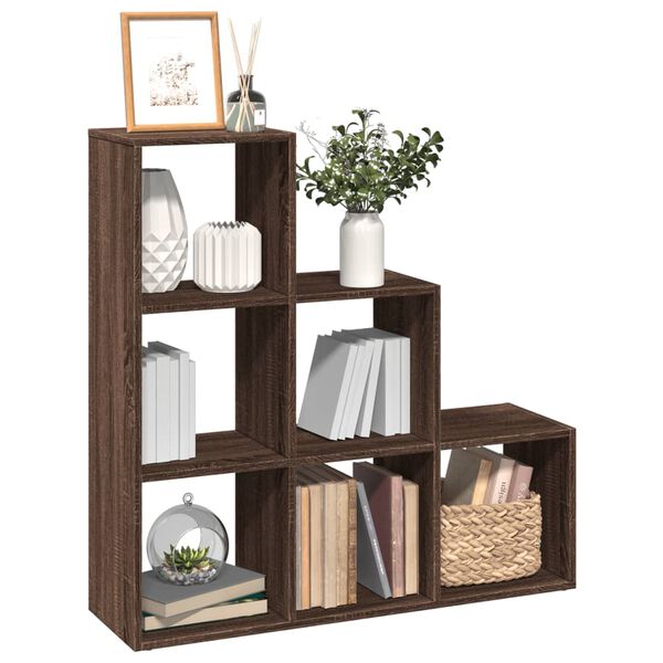 vidaXL Librer&iacute;a divisor 3 niveles madera marr&oacute;n roble 99x29x99 cm