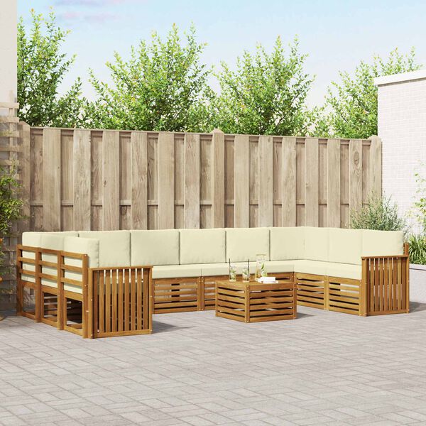 vidaXL Conjunto de Sof&aacute; Seccional con coj&iacute;n 11 pcs Natural y Crema