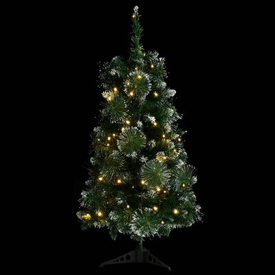vidaXL Árbol de Navidad preiluminado con luces y soporte verde 90 cm