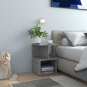 vidaXL Mesita de noche madera de ingenier&iacute;a gris hormig&oacute;n 35x35x55 cm