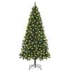 vidaXL Árbol de Navidad artificial iluminado con luces y piñas 210 cm