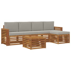 vidaXL Conjunto de sof&aacute;s de exterior 6 pcs Gris Natural y Claro
