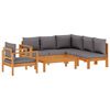 vidaXL Set de sof&aacute;s de jard&iacute;n con cojines 5 pzas madera maciza acacia