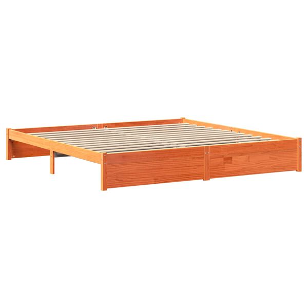 vidaXL Marco de Cama Estanter&iacute;a con cabecera Marr&oacute;n cera 180 x 200 cm