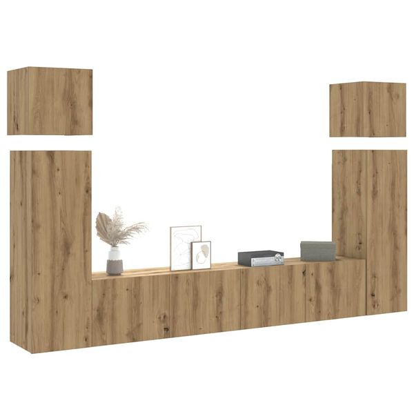 vidaXL Mueble para TV de pared madera contrachapada artesanal 8 piezas