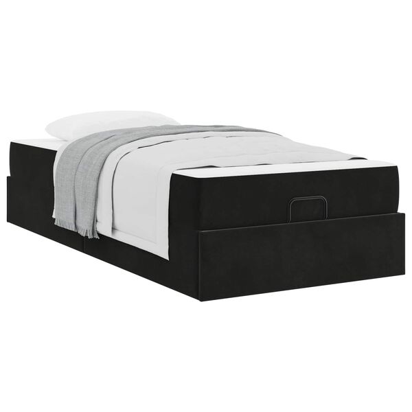 vidaXL Estructura de cama con colch&oacute;n 2 pcs Negro Terciopelo