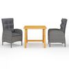vidaXL Juego de comedor de jard&iacute;n de 3 piezas gris