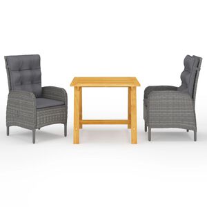 vidaXL Juego de comedor de jard&iacute;n de 3 piezas gris