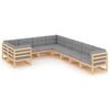 vidaXL Juego de muebles de jard&iacute;n 9 pzas y cojines madera maciza pino