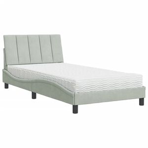 vidaXL Cama con colch&oacute;n Hanko terciopelo gris claro 100x200 cm