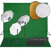 vidaXL Kit de estudio fotogr&aacute;fico con set de luces, fondo y reflector