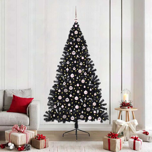 vidaXL &Aacute;rbol de Navidad Artificial Preiluminado Negro 210 cm PVC