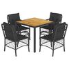 vidaXL Set de muebles jard&iacute;n 5 pzas con cojines rat&aacute;n sint&eacute;tico negro