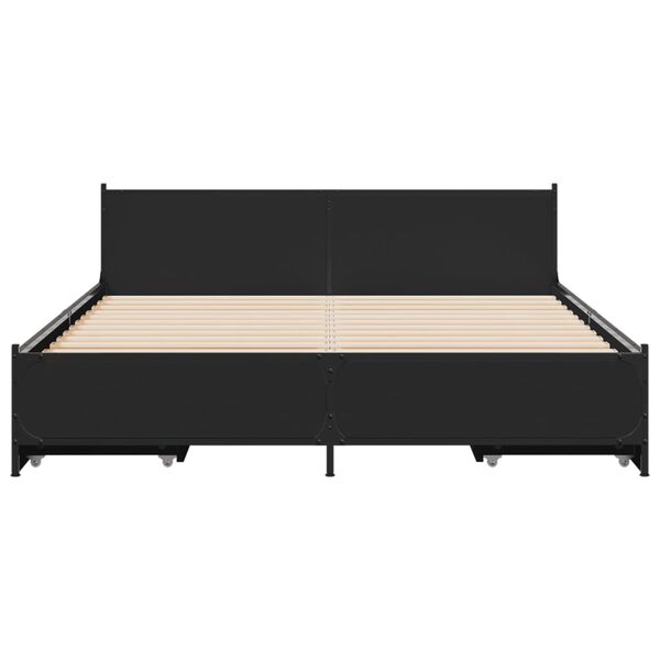 vidaXL Cama con cajones madera de ingenier&iacute;a negro 135x190 cm