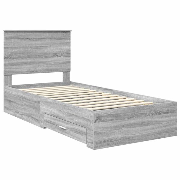 vidaXL Estructura de cama Gris Sonoma 90 x 200 cm Madera de ingenier&iacute;a