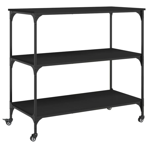 vidaXL Carrito de cocina madera de ingeniería negro 102x50x95 cm