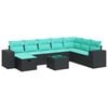 vidaXL Set de sof&aacute;s de jard&iacute;n con cojines 9 pzas rat&aacute;n sint&eacute;tico negro