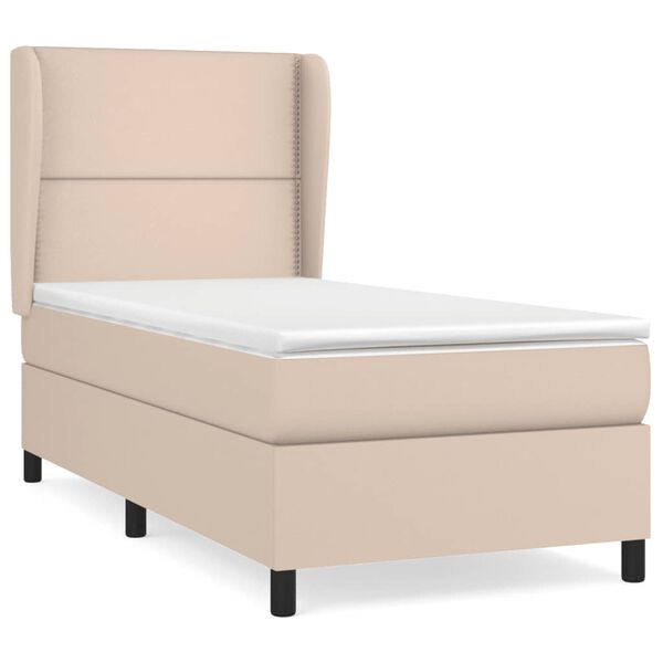 vidaXL Cama box spring con colch&oacute;n cuero sint&eacute;tico capuchino 80x200 cm