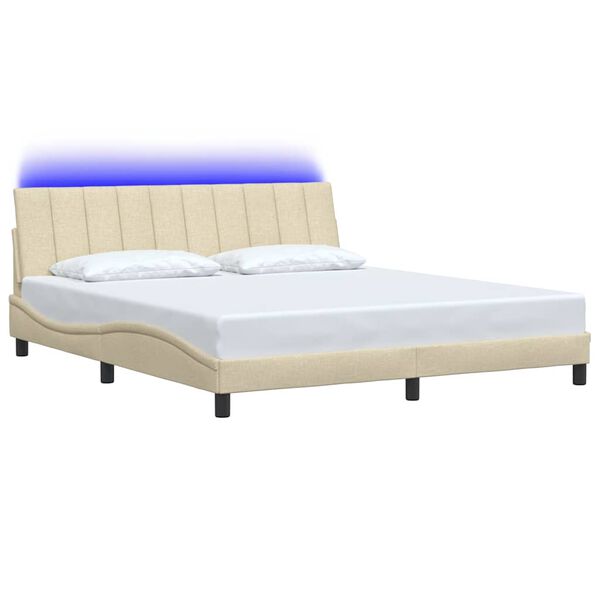vidaXL Estructura de cama sin colch&oacute;n Hanko tela color crema 180x200 cm