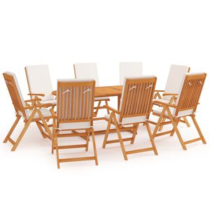 vidaXL Comedor de jard&iacute;n 9 piezas con cojines madera maciza de teca
