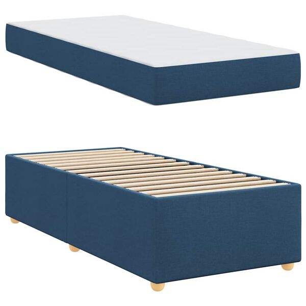 vidaXL Estructura de cama con colch&oacute;n Azul 100 x 200 cm tela