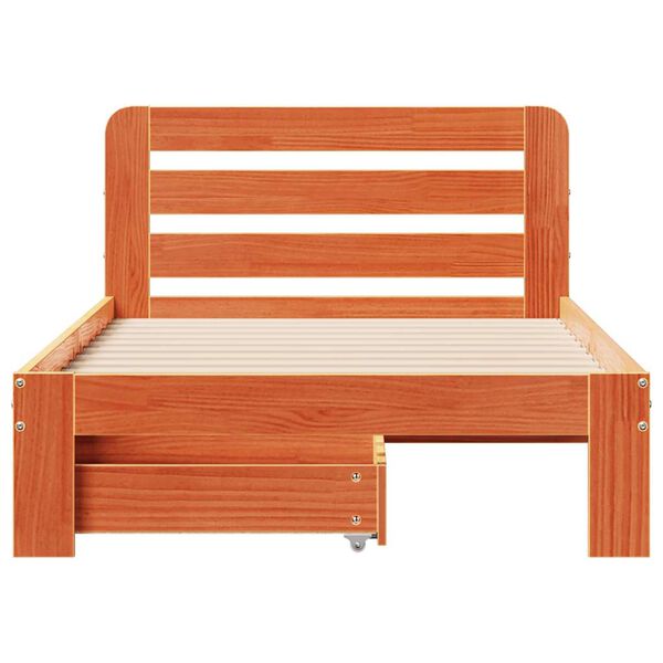 vidaXL Estructura de cama sin colch&oacute;n madera maciza marr&oacute;n 90x190 cm