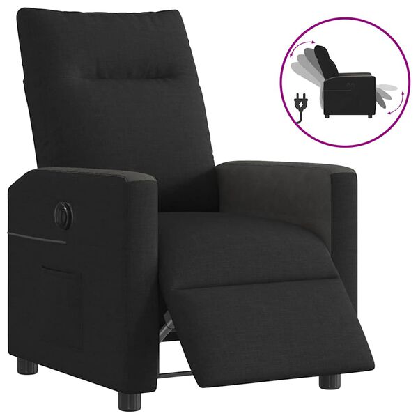 vidaXL Sill&oacute;n reclinable el&eacute;ctrico de tela negro