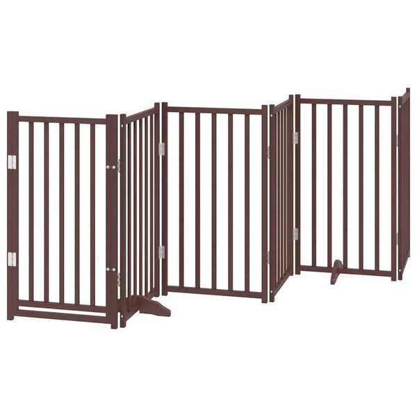 vidaXL Puerta de perros plegable 6 paneles madera abeto marr&oacute;n 300 cm