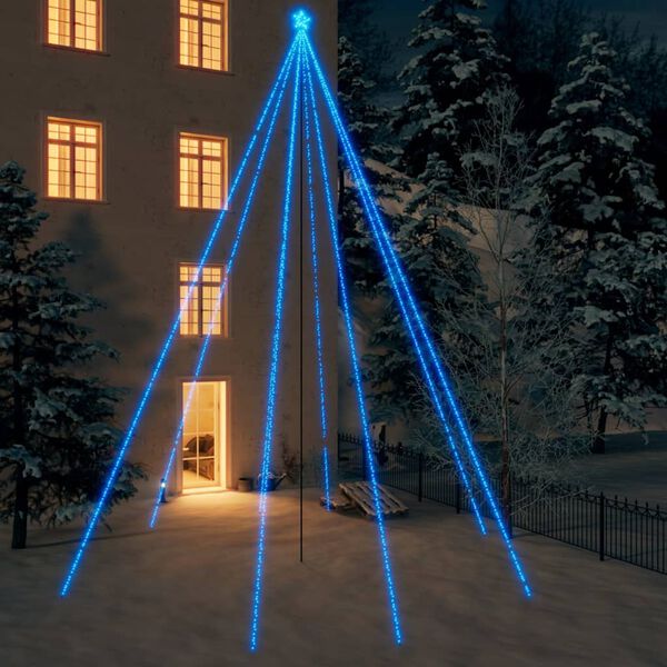 vidaXL LED &aacute;rbol de Navidad interior y exterior 1300 LED azul 8 m
