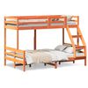 vidaXL Litera de madera maciza de pino marr&oacute;n cera 80x200/120x200 cm