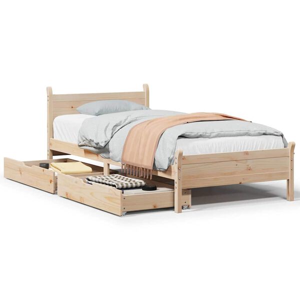 vidaXL Estructura de cama sin colch&oacute;n madera maciza pino 75x190 cm