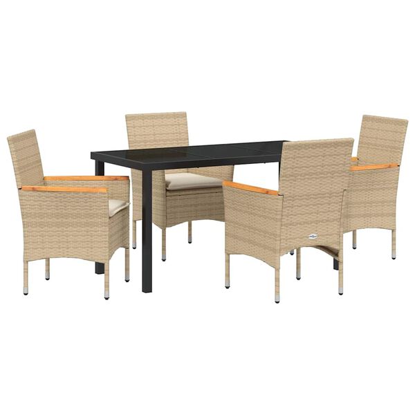 vidaXL Conjunto de Comedor de Jardín 5 pcs Beige ratán sintético