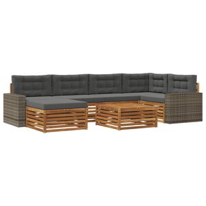 vidaXL Conjunto de sof&aacute;s de exterior 7 uds. Natural y Antracita