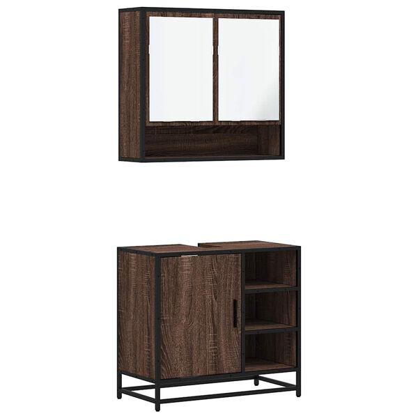 vidaXL Set de muebles baño 2 pzas madera contrachapada marrón roble